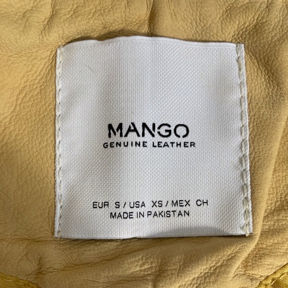 Mango Sheep Leather Buttercup Yellow Moto Jacket - Picture 7 of 9